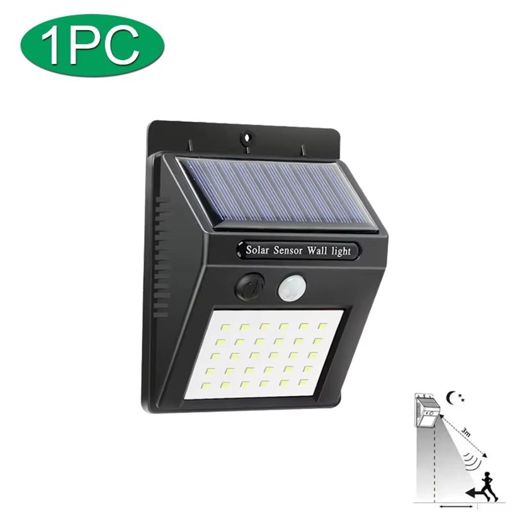 Outdoor Solar Wall Light With PIR Motion Sensor 6 Or 30 LEDs Waterproof Design 7