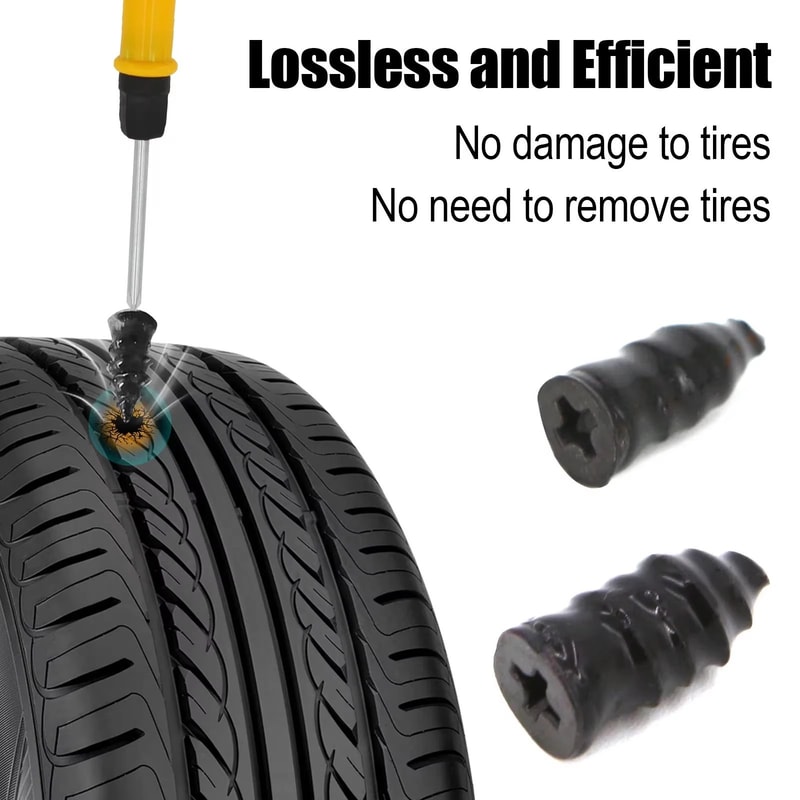 Universal Tire Repair Kit With Plug Strips Reamer And Insertion Tools For Roadside Punctures 5