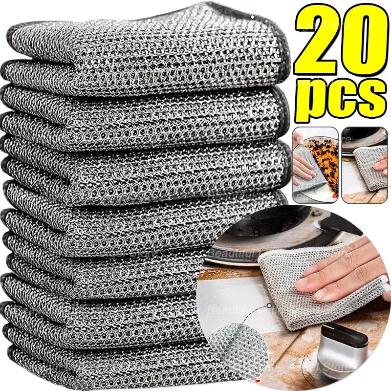Thickened Steel Wire Cleaning Cloth Non Scratch Microfiber Mesh Dishcloth Single Or Double Layer Se 0