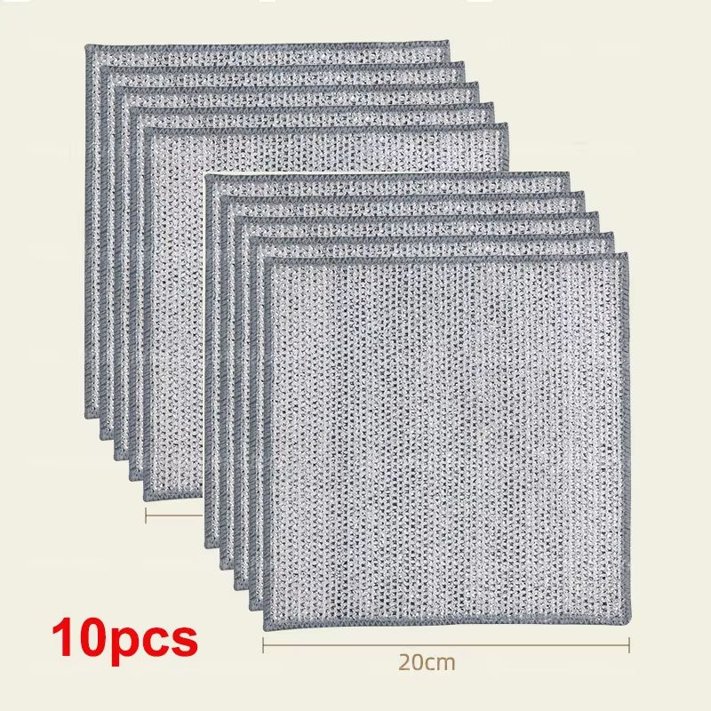 Thickened Steel Wire Cleaning Cloth Non Scratch Microfiber Mesh Dishcloth Single Or Double Layer Se 7