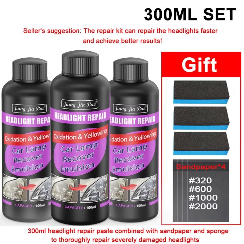 Car Headlight Restoration Polishing Kit For Scratch Removal And Anti Oxidation Shine 15