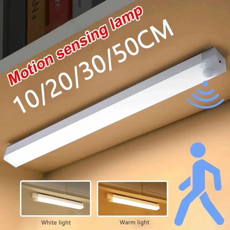 USB Rechargeable Motion Sensor LED Night Light For Cabinet Wardrobe Stair Kitchen 0