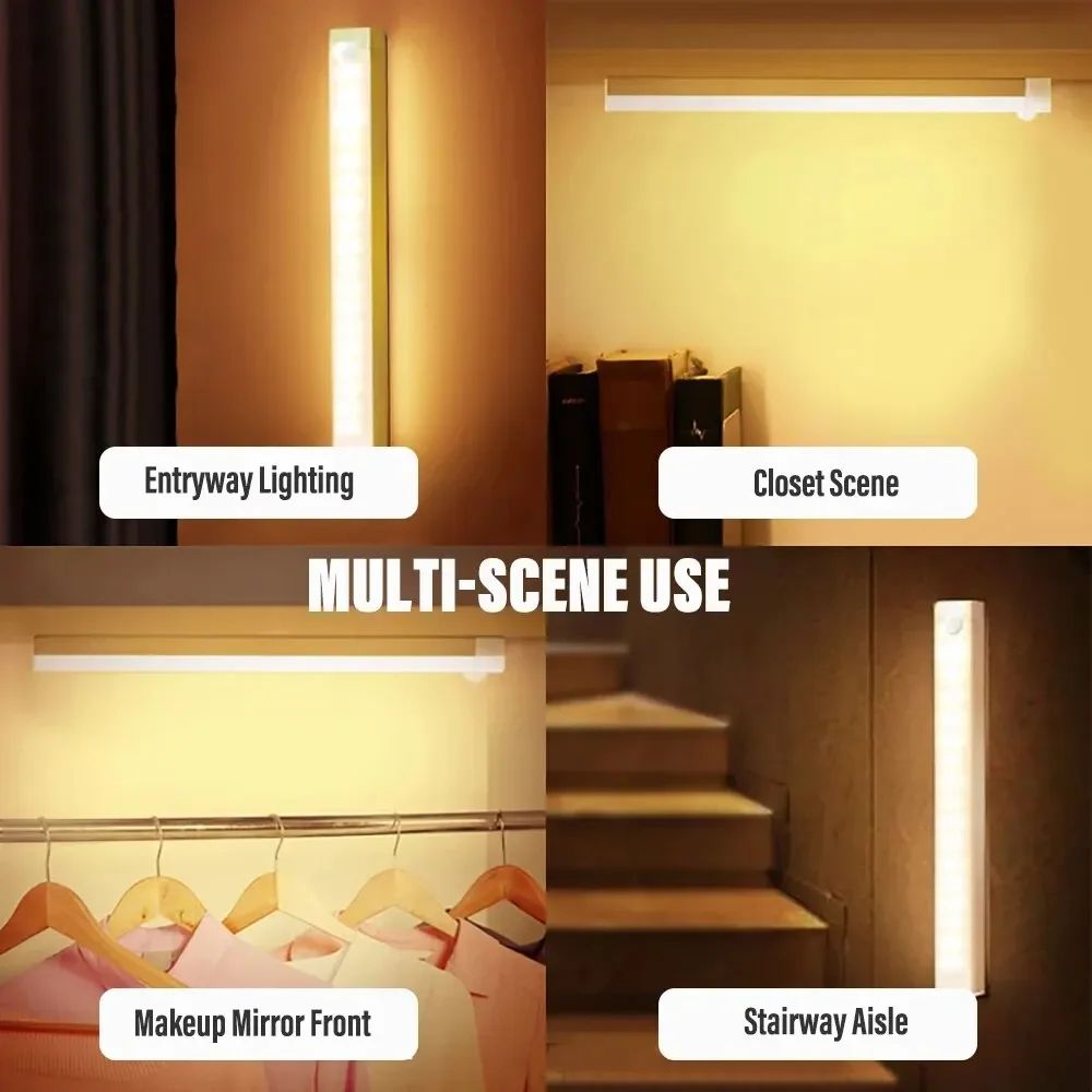 USB Rechargeable Motion Sensor LED Night Light For Cabinet Wardrobe Stair Kitchen 4