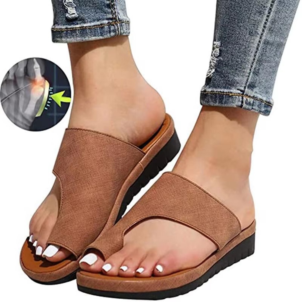 Womens Flat Sole Orthopedic Bunion Friendly Slippers Casual Soft Big Toe Support Sandals 4
