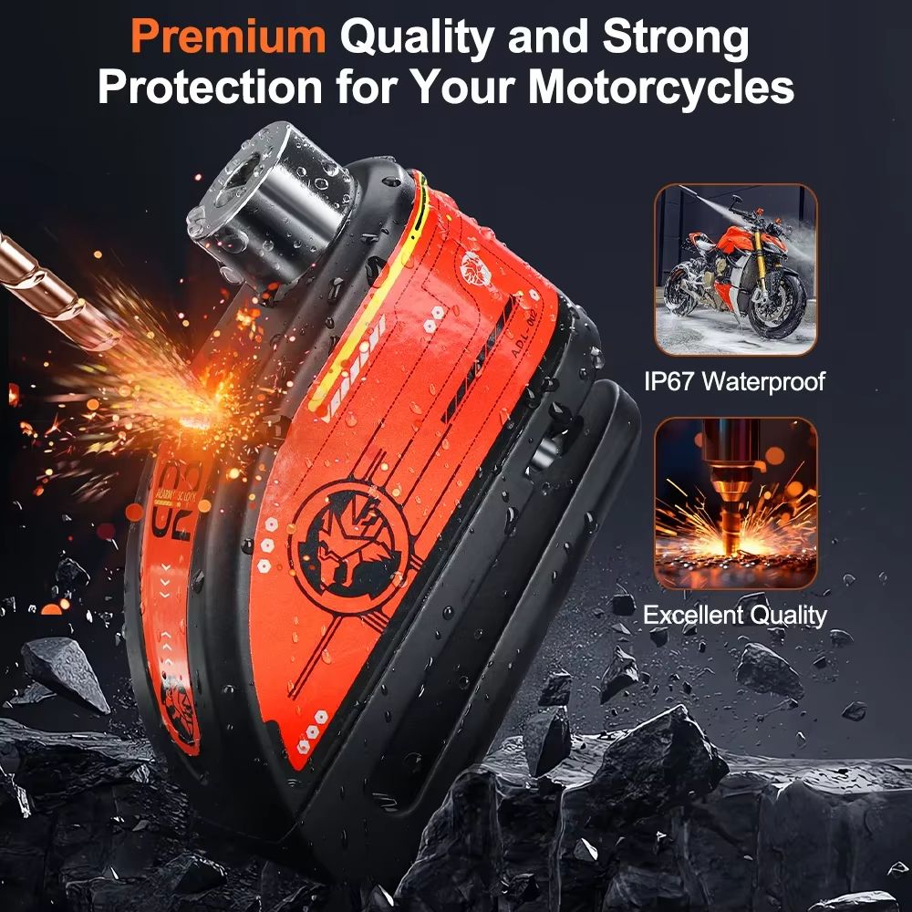 Anti Theft Motorcycle Disc Brake Lock With 120dB Alarm Waterproof Security 0