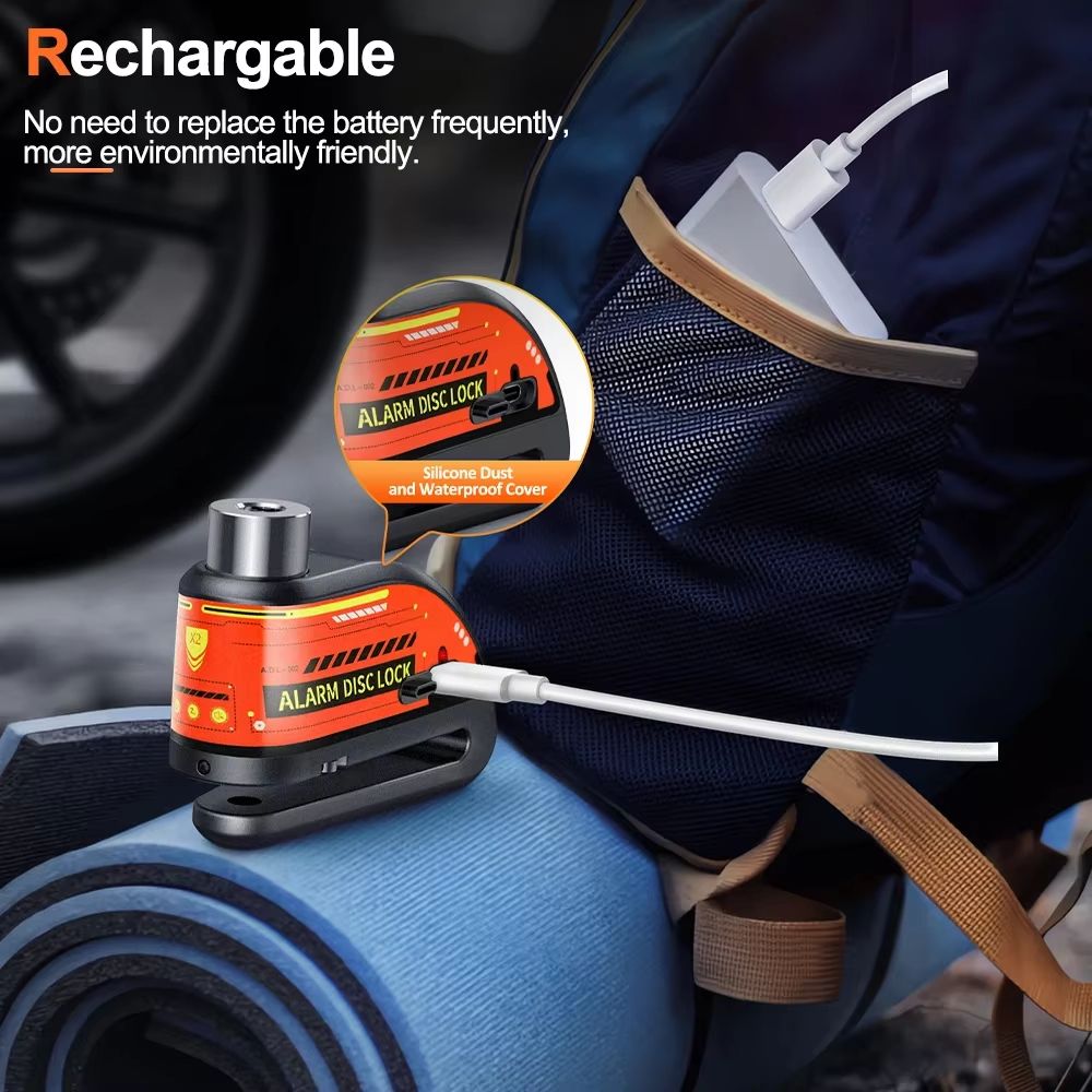 Anti Theft Motorcycle Disc Brake Lock With 120dB Alarm Waterproof Security 1