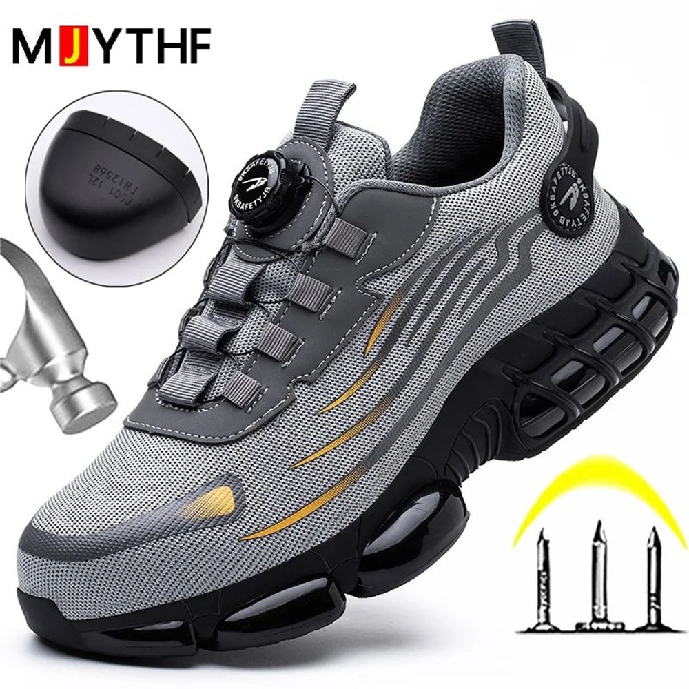 Mens Rotating Button Safety Shoes AntiSmash And AntiPuncture Protective Boots 0