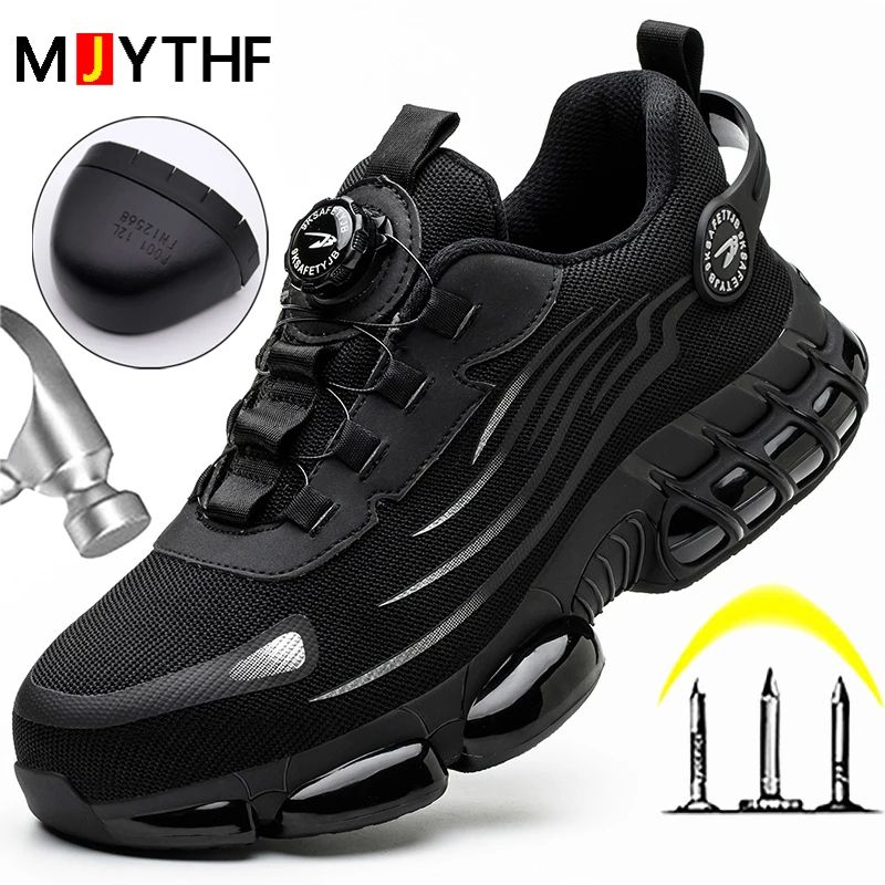 Mens Rotating Button Safety Shoes AntiSmash And AntiPuncture Protective Boots 1