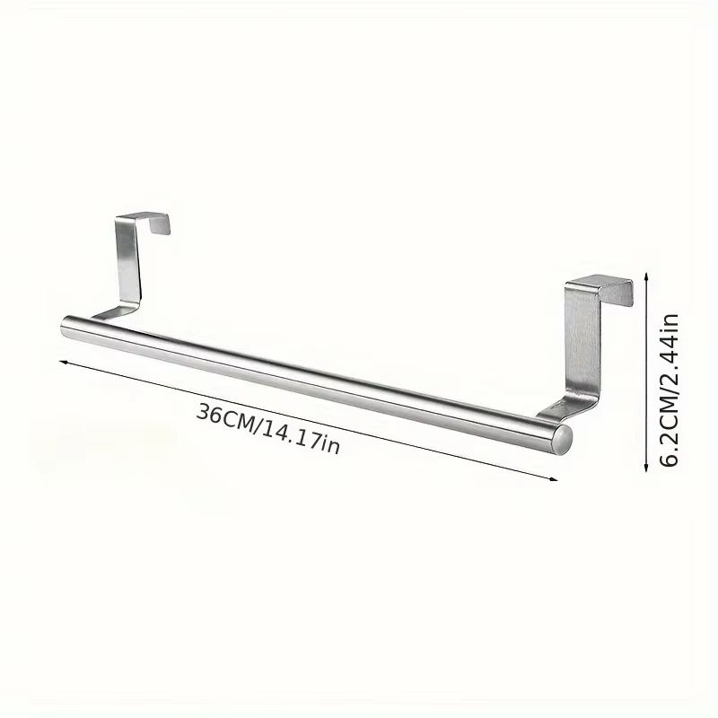 Stainless Steel OverDoor Towel Rack NoDrill Hanging Bar For Bathroom And Kitchen 7