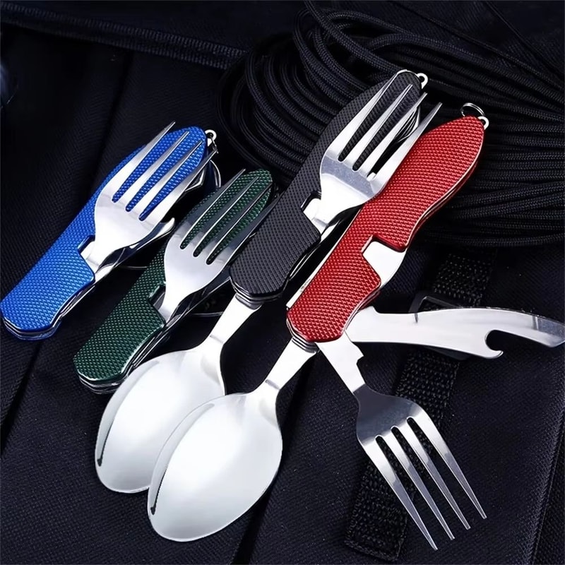 Foldable Camping Utensil Set MultiFunctional Knife Fork Spoon Outdoor Travel 1