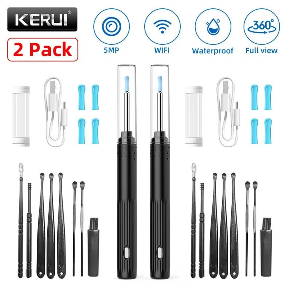 KERUI Smart Ear Wax Removal Kit With 5MP HD Camera And Light Endoscope Otoscope 7