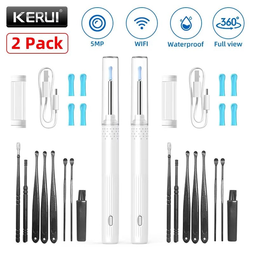 KERUI Smart Ear Wax Removal Kit With 5MP HD Camera And Light Endoscope Otoscope 8