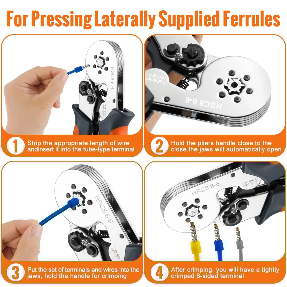 HSC8 Mini Ferrule Crimping Tool Pliers For Electrical Wire Terminals AWG 237 AWG 2310 4