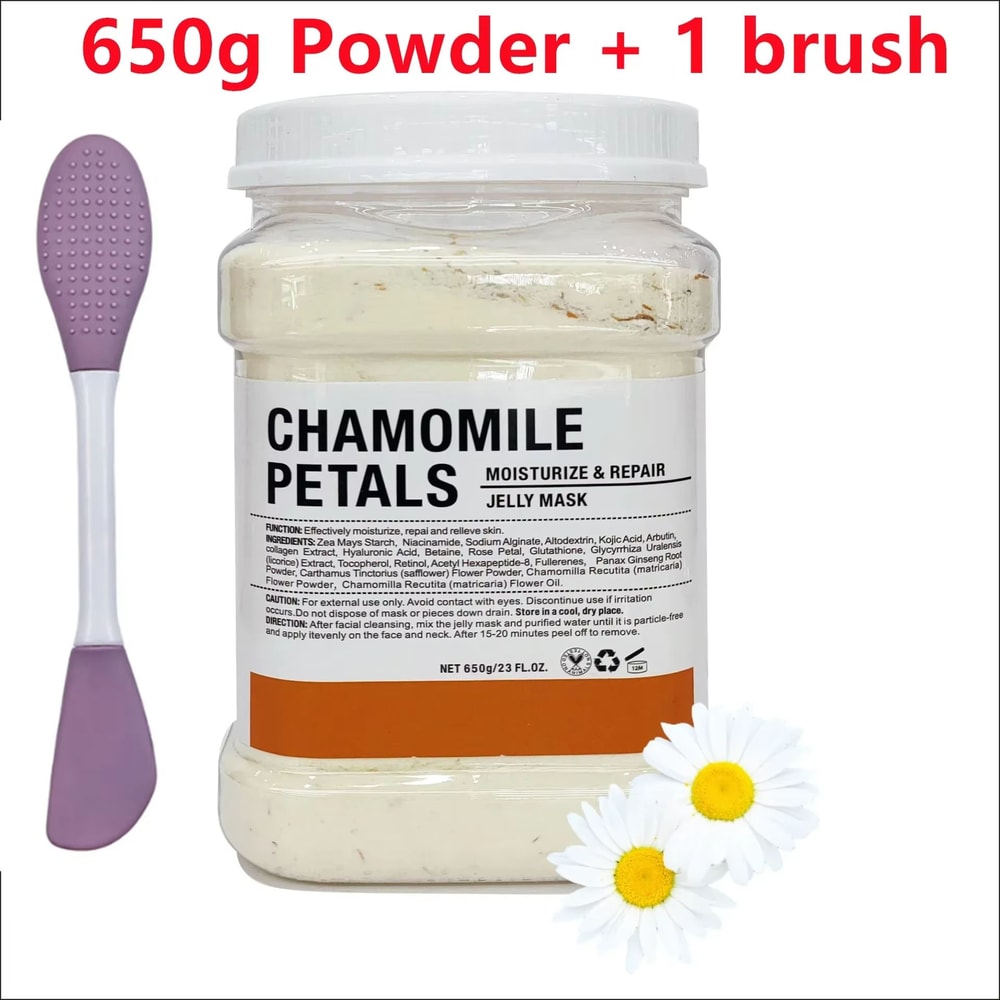 650g Chamomile Hyaluronic Acid Facial Moisturizing Jelly Mask Powder With Silicone Brush 11