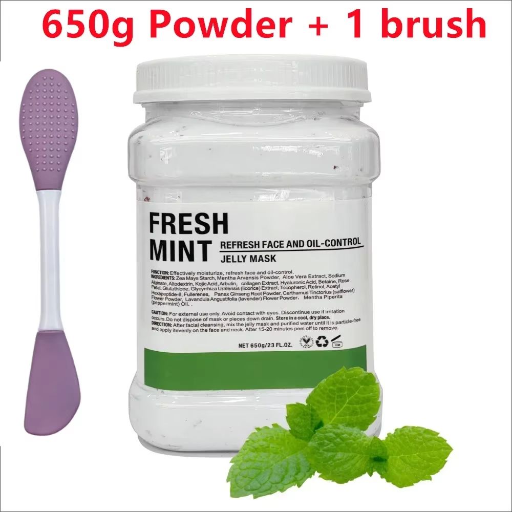 650g Chamomile Hyaluronic Acid Facial Moisturizing Jelly Mask Powder With Silicone Brush 3