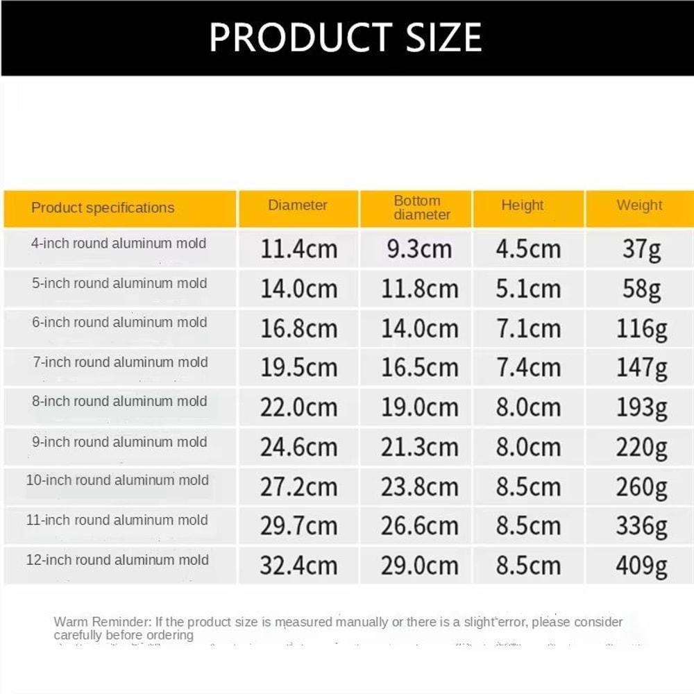 Aluminum Round Cake Pan Set 412in Solid Bottom Chiffon And Layer Cake Bakeware 5