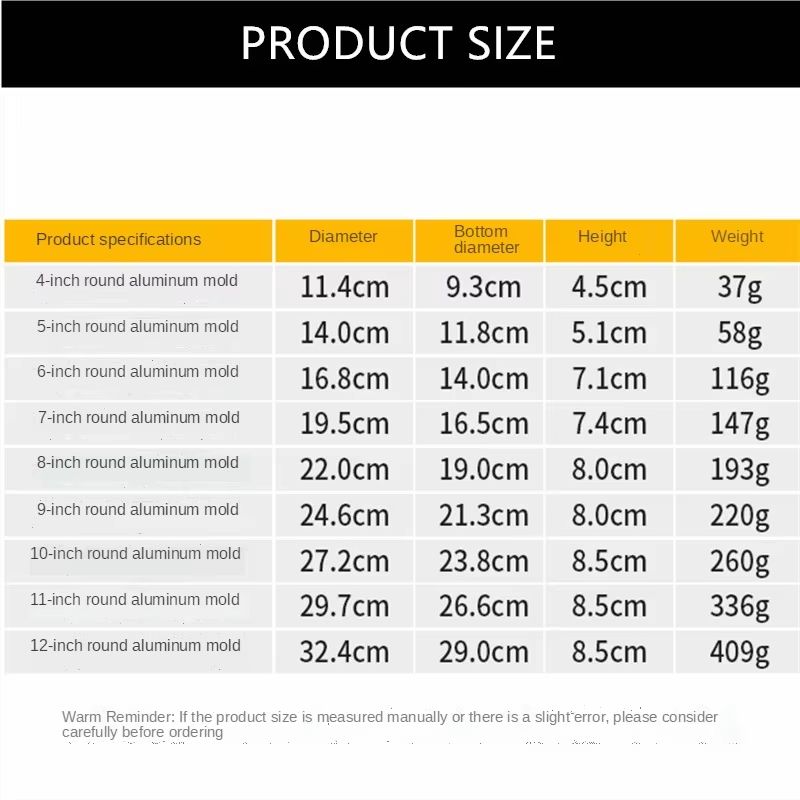 Aluminum Round Cake Pan Set 412in Solid Bottom Chiffon And Layer Cake Bakeware 5