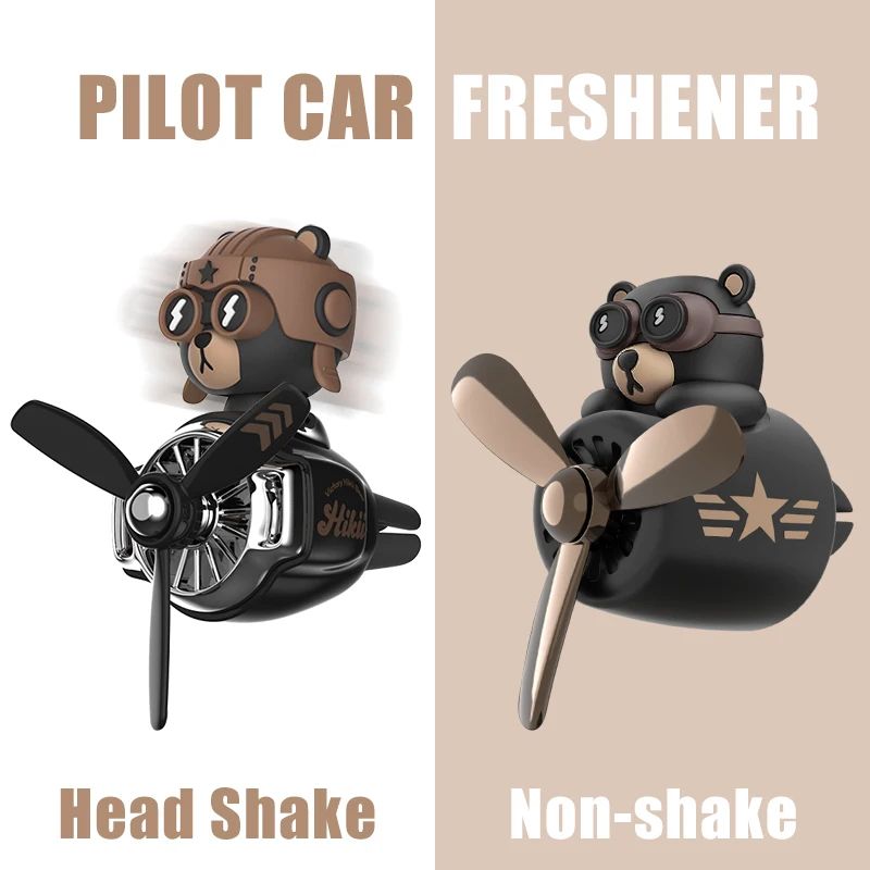 Rotating Airplane Pilot Bear Car Air Freshener Vent Clip Diffuser 0
