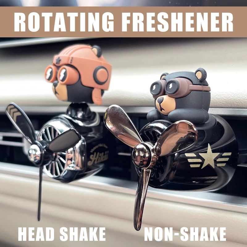 Rotating Airplane Pilot Bear Car Air Freshener Vent Clip Diffuser 3