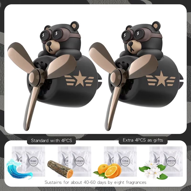 Rotating Airplane Pilot Bear Car Air Freshener Vent Clip Diffuser 11