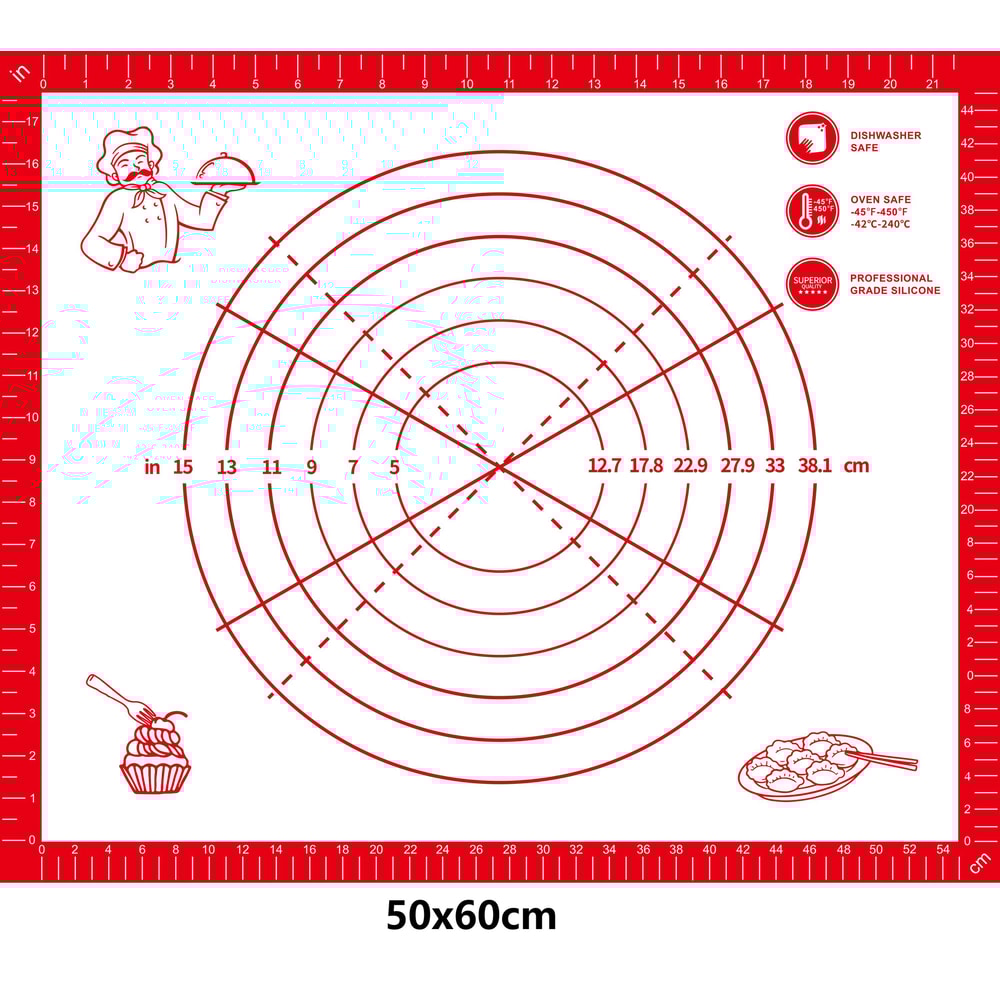 Silicone Baking Mat Dough Kneading Pad NonStick Kitchen Cooking Mat 19