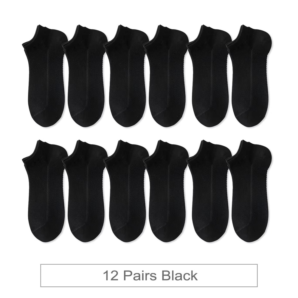 12 Pairs Womens Cotton Breathable Low Cut Mesh Socks Summer Short Socks 11