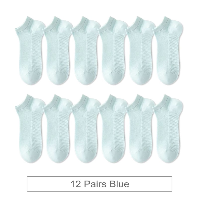 12 Pairs Womens Cotton Breathable Low Cut Mesh Socks Summer Short Socks 12