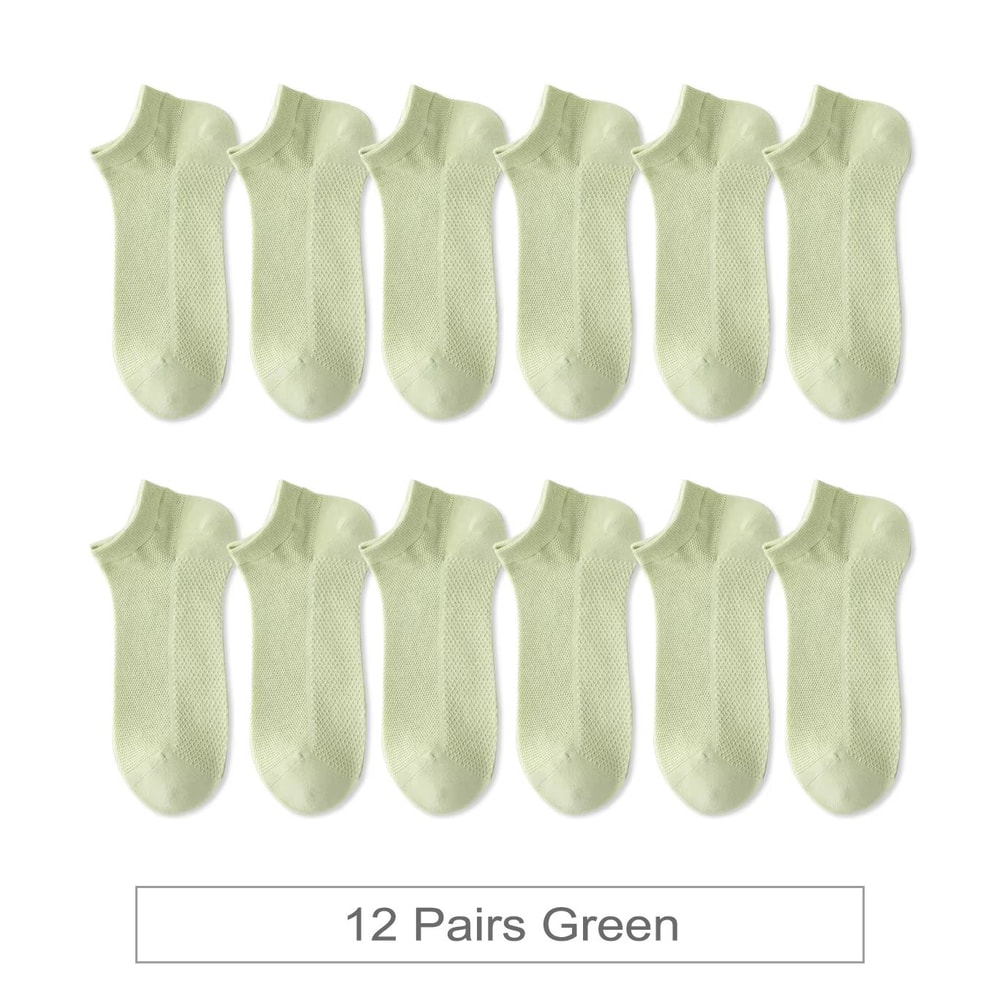 12 Pairs Womens Cotton Breathable Low Cut Mesh Socks Summer Short Socks 13
