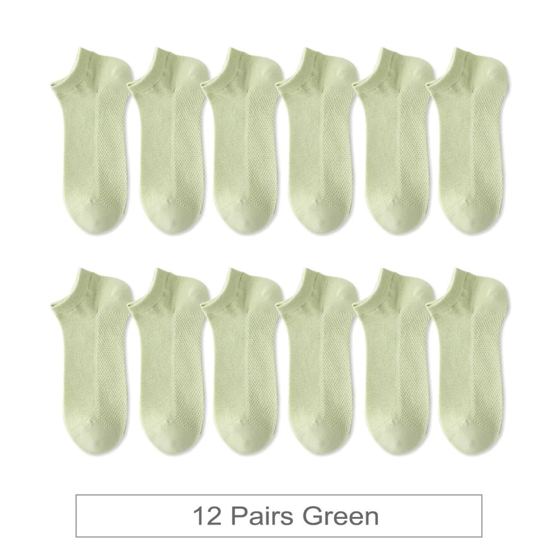 12 Pairs Womens Cotton Breathable Low Cut Mesh Socks Summer Short Socks 13