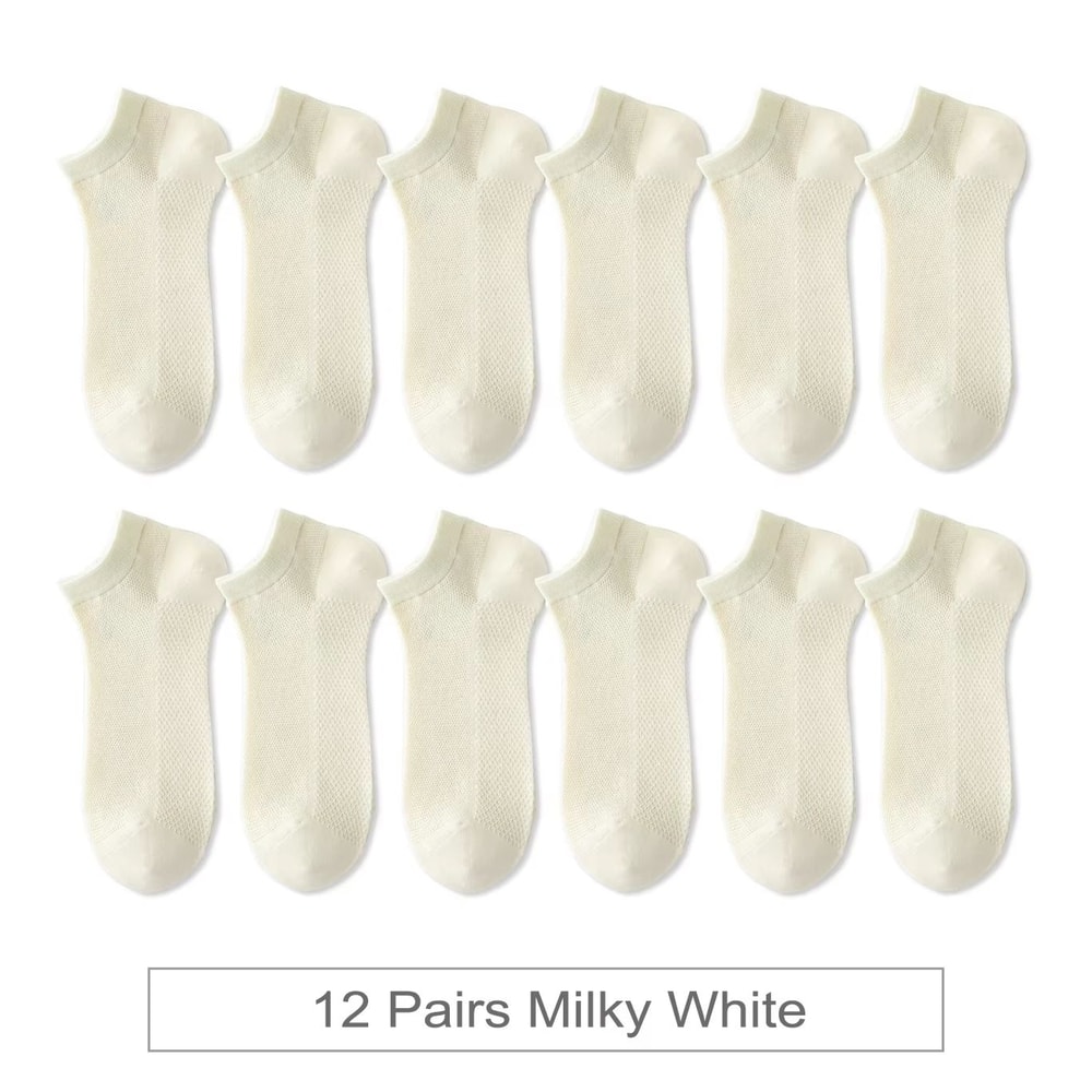 12 Pairs Womens Cotton Breathable Low Cut Mesh Socks Summer Short Socks 14