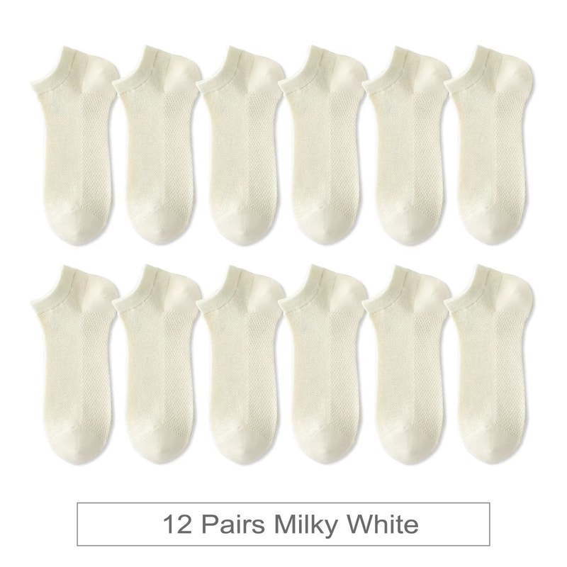 12 Pairs Womens Cotton Breathable Low Cut Mesh Socks Summer Short Socks 14