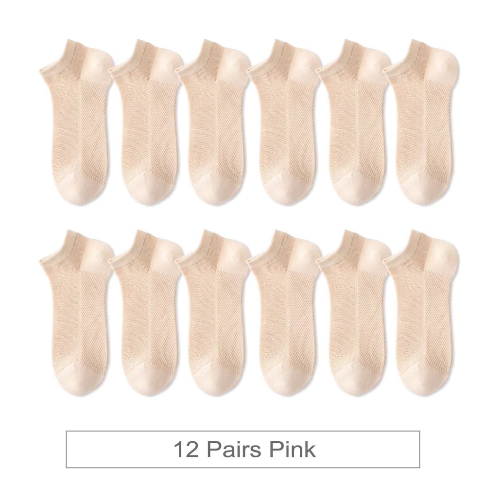 12 Pairs Womens Cotton Breathable Low Cut Mesh Socks Summer Short Socks 15