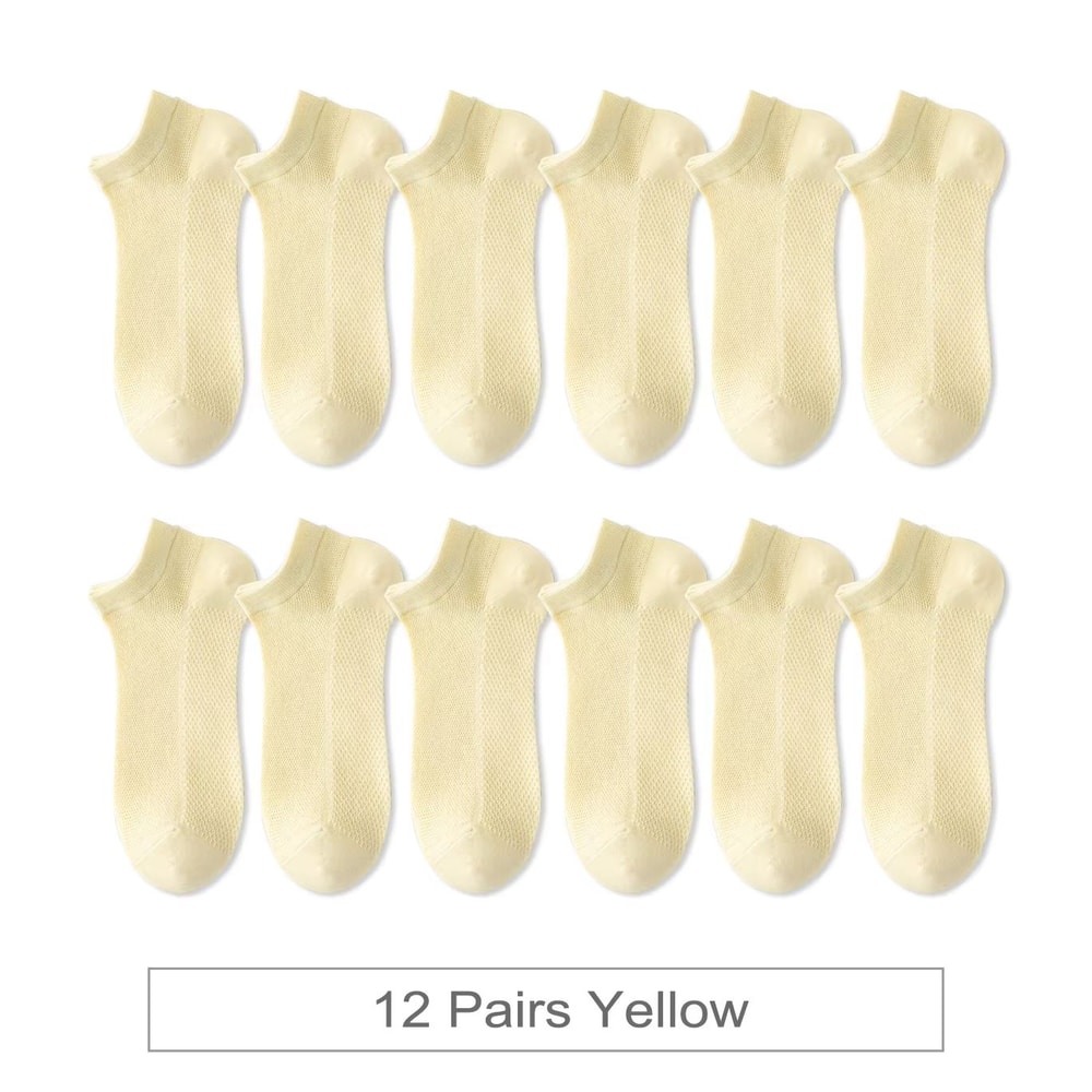 12 Pairs Womens Cotton Breathable Low Cut Mesh Socks Summer Short Socks 17