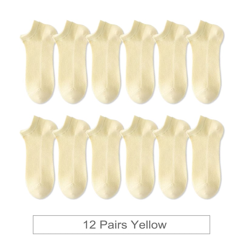 12 Pairs Womens Cotton Breathable Low Cut Mesh Socks Summer Short Socks 17