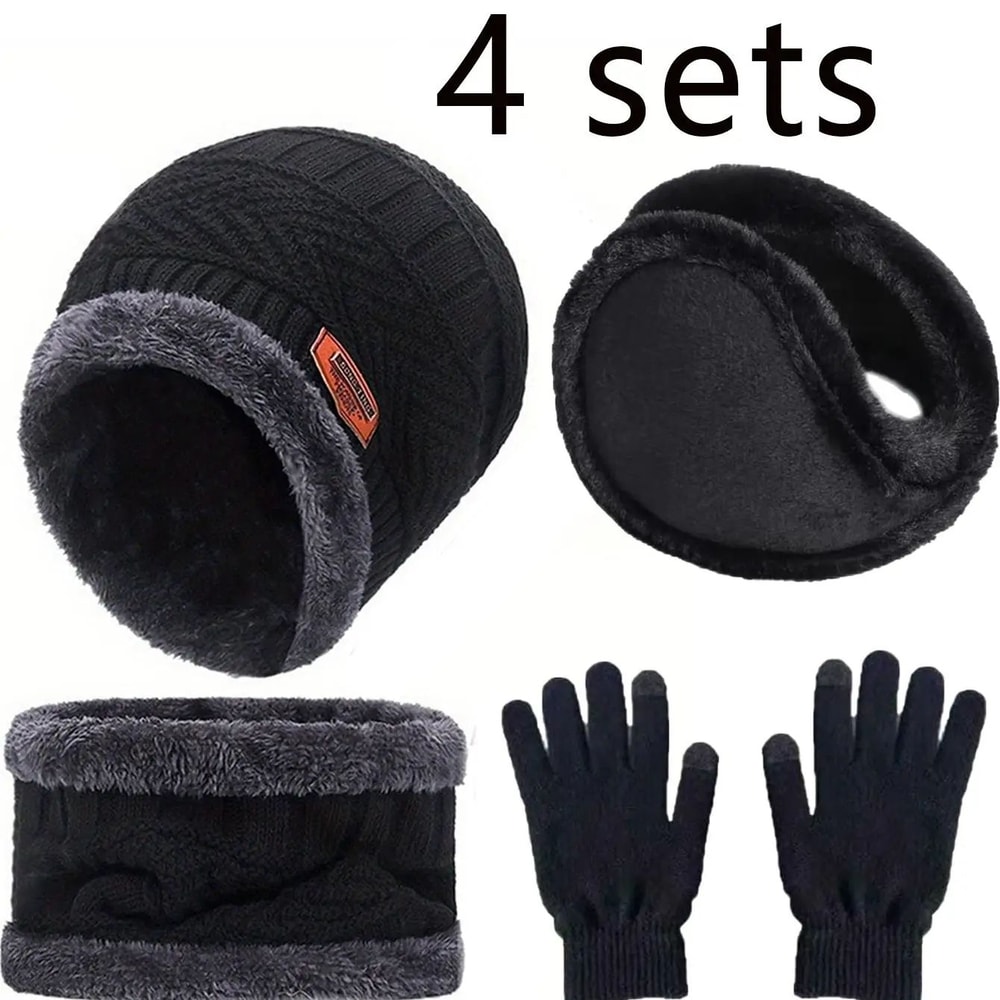 Winter Warm Velvet Hat Scarf And Gloves Set 24pcs For Men And Women 0