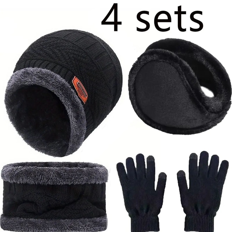 Winter Warm Velvet Hat Scarf And Gloves Set 24pcs For Men And Women 0