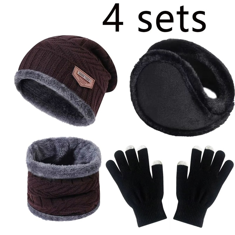 Winter Warm Velvet Hat Scarf And Gloves Set 24pcs For Men And Women 9