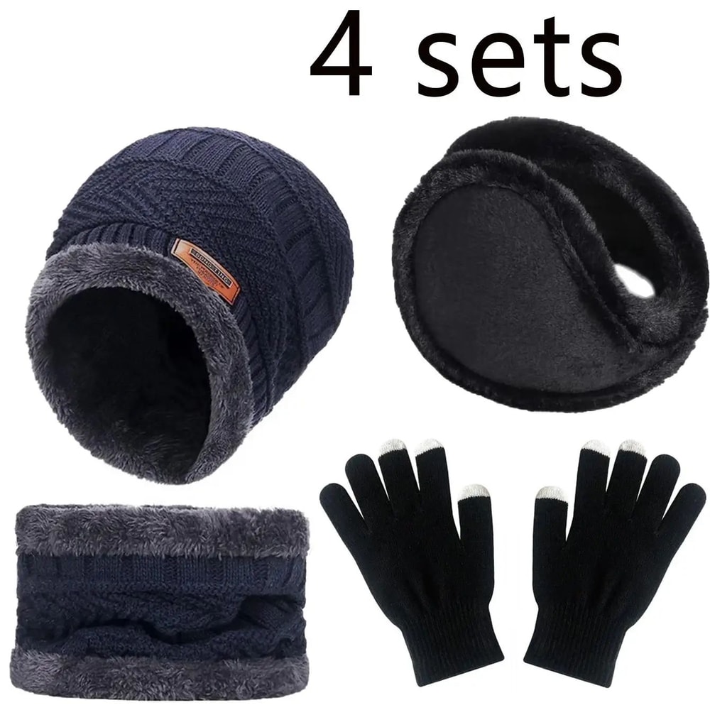 Winter Warm Velvet Hat Scarf And Gloves Set 24pcs For Men And Women 4
