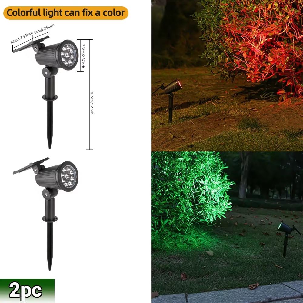 RGB Solar Spot Lights 9LED IP65 Waterproof Outdoor Landscape Lights Brightness Adjustable 11