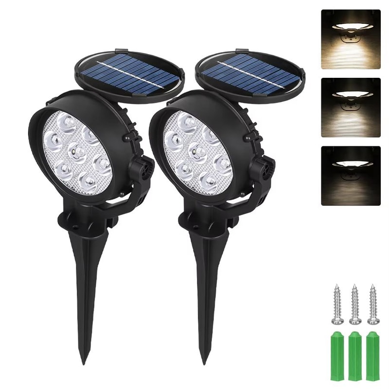 RGB Solar Spot Lights 9LED IP65 Waterproof Outdoor Landscape Lights Brightness Adjustable 13
