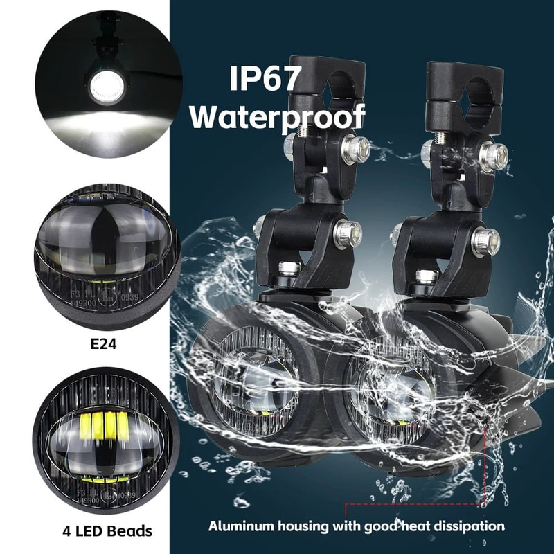 40W Motorcycle LED Fog Light Auxiliary Lights 6000K For BMW R1200GS Series 5