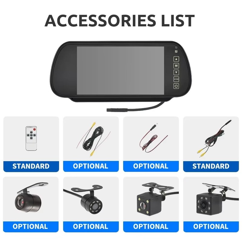 7 HD Rear View Camera System With Mirror Monitor For Universal Car Parking 3