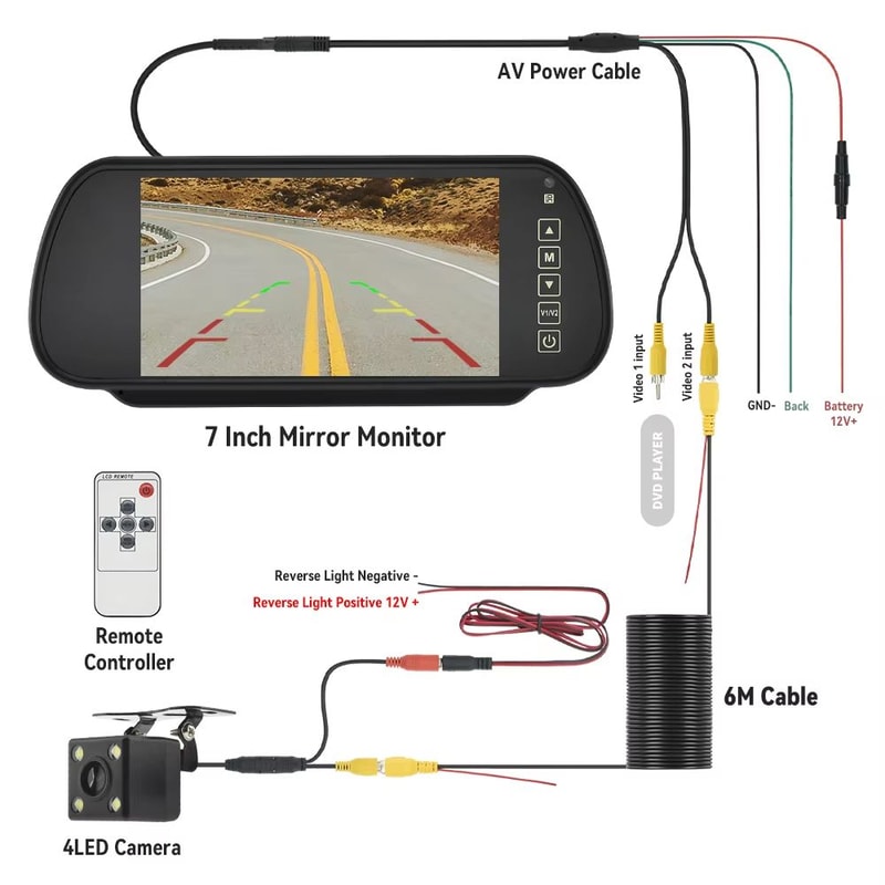 7 HD Rear View Camera System With Mirror Monitor For Universal Car Parking 7