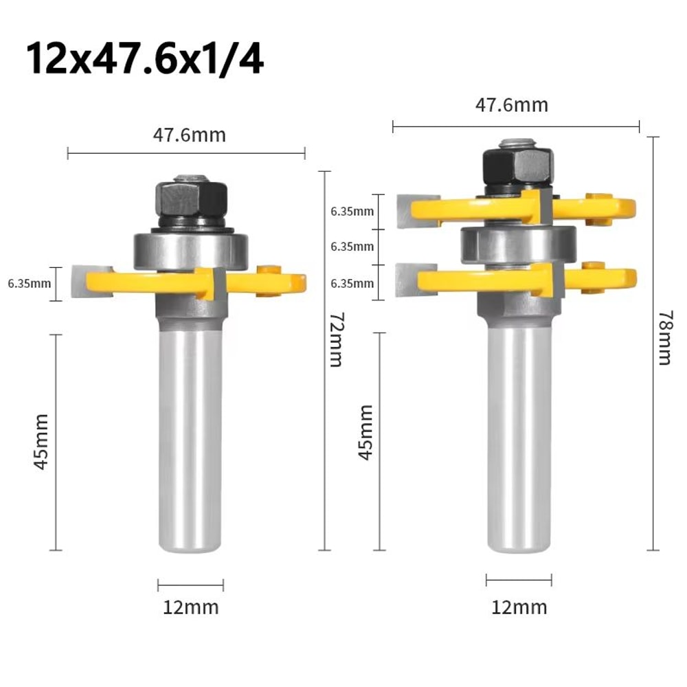 2Pcs 178in Cove Router Bit Set Woodworking Cutter For TG Assembly Face Milling 9