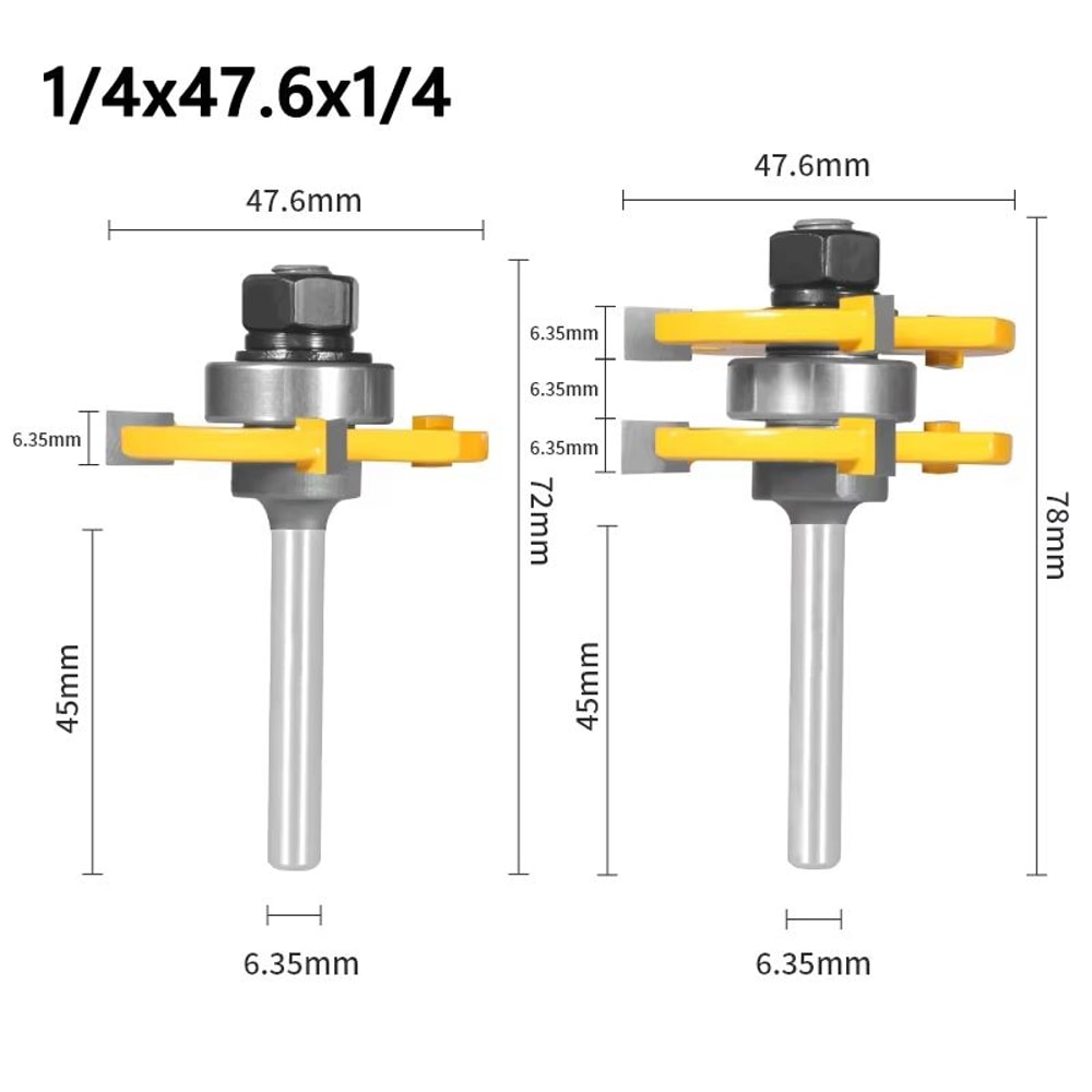 2Pcs 178in Cove Router Bit Set Woodworking Cutter For TG Assembly Face Milling 7