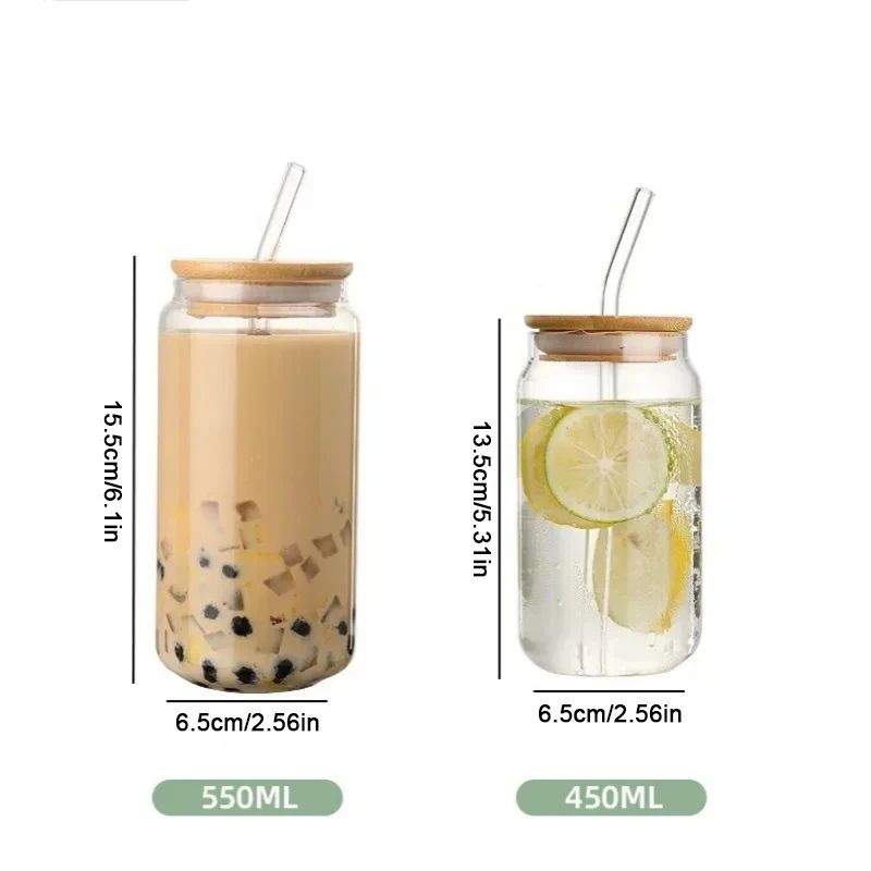 HeatResistant Glass Straw Cup With Dustproof Wooden Lid Transparent Drinking Bottle 5