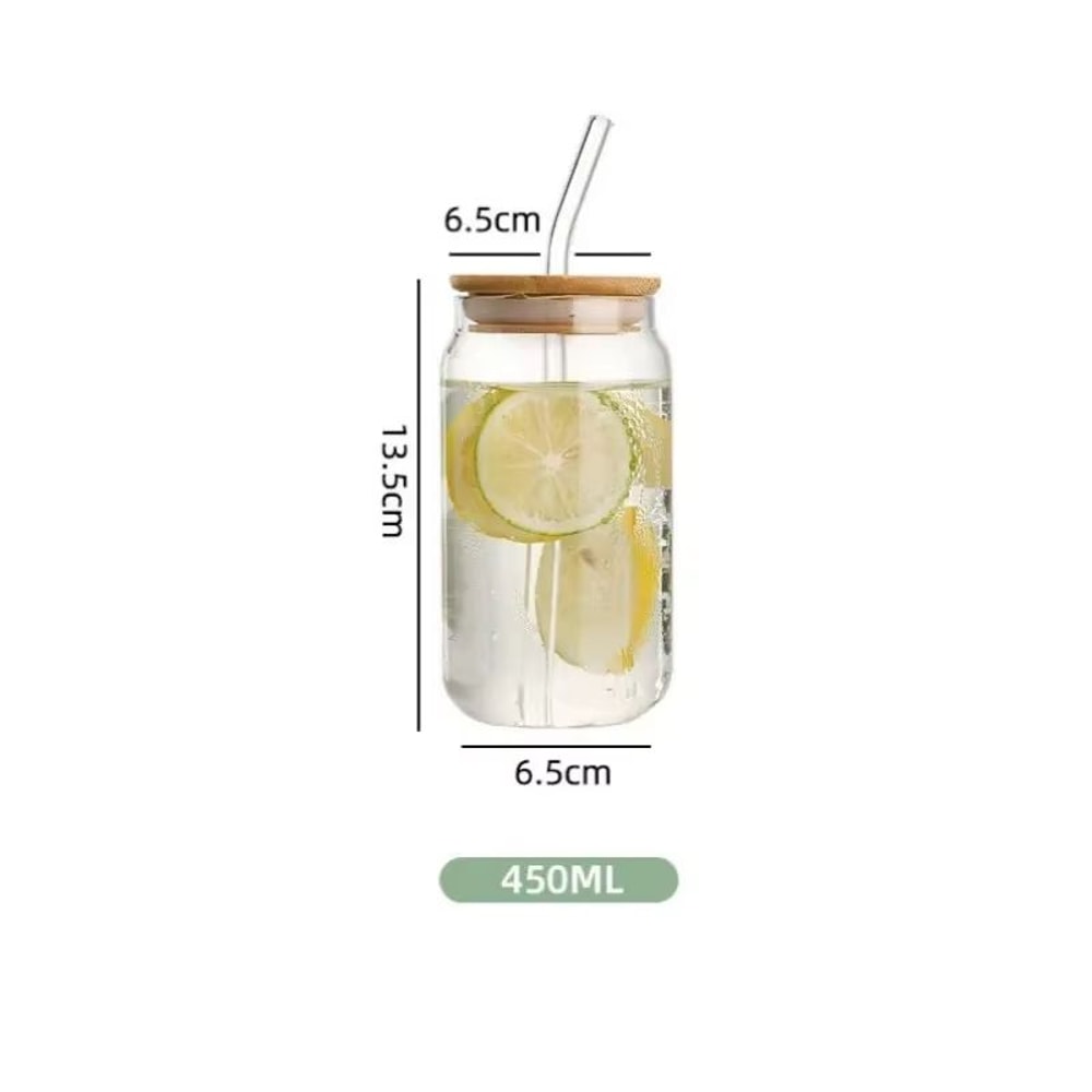 HeatResistant Glass Straw Cup With Dustproof Wooden Lid Transparent Drinking Bottle 6