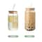 HeatResistant Glass Straw Cup With Dustproof Wooden Lid Transparent Drinking Bottle 10
