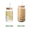 HeatResistant Glass Straw Cup With Dustproof Wooden Lid Transparent Drinking Bottle 10
