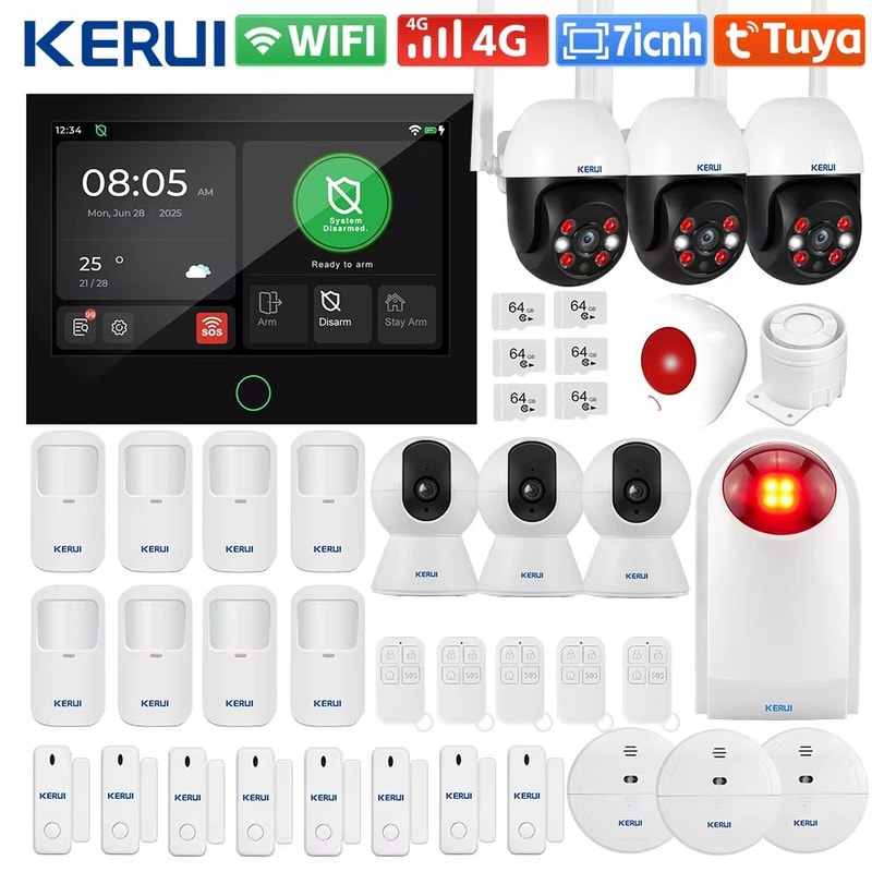 KERUI Tuya WiFi4G Smart Home Alarm System With 7Inch Touch Screen Panel G70 9